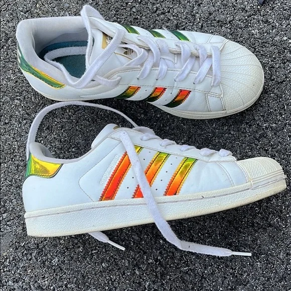 Holographic adidas superstars womens 6.5 - Picture 1 of 4